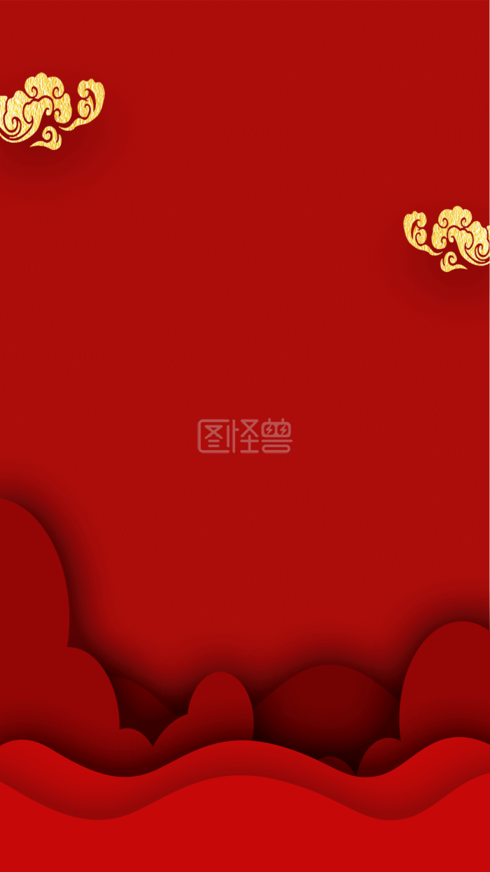 图怪兽原创元素红色中国风风格手机海报