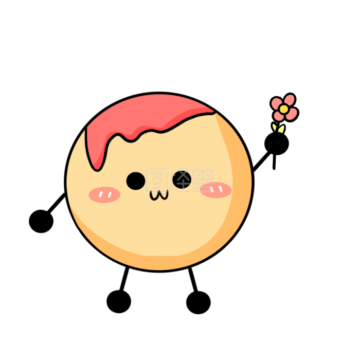图怪兽原创元素黄红色鱼蛋送花花表情包