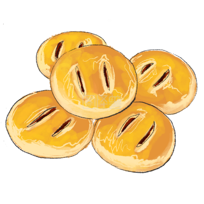 图怪兽原创元素 广东小吃 老婆饼