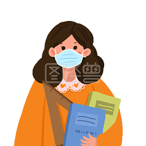 图怪兽原创元素卡通戴口罩的女教师