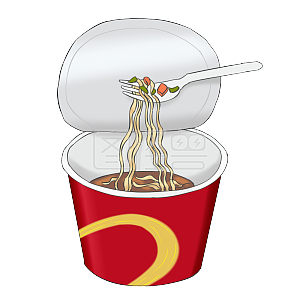 图怪兽原创元素疫情宅家泡面方便面插画元素