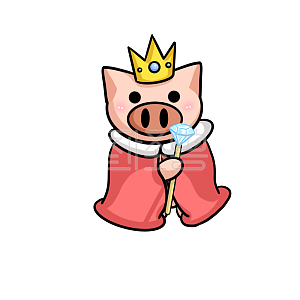 图怪兽原创元素肉色红色猪猪国王表情包