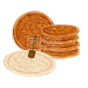 图怪兽原创元素插画风中国各地美食新疆烤馕