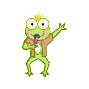 图怪兽原创元素绿色红色青蛙唱歌表情包