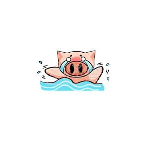 图怪兽原创元素肉色猪猪溺水表情包