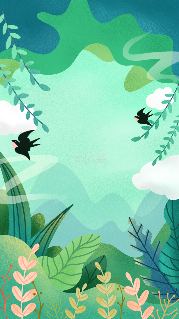 图怪兽原创元素 卡通 春分 插画海报