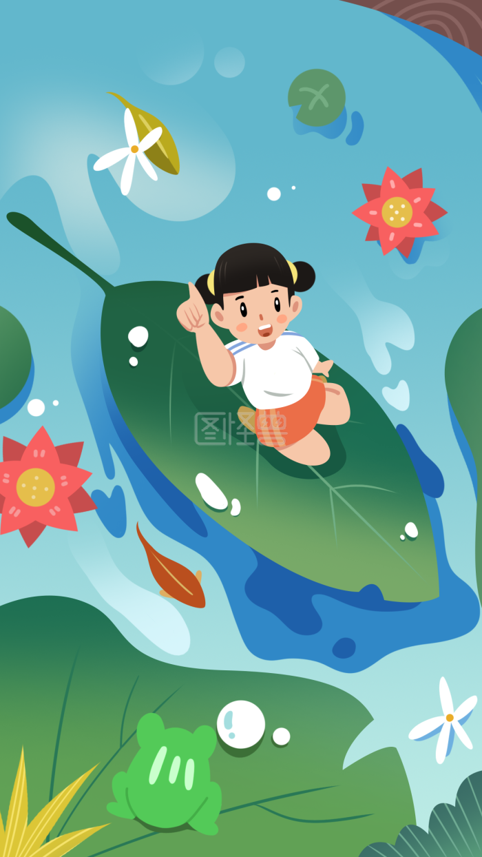 图怪兽原创元素扁平立夏插画元素