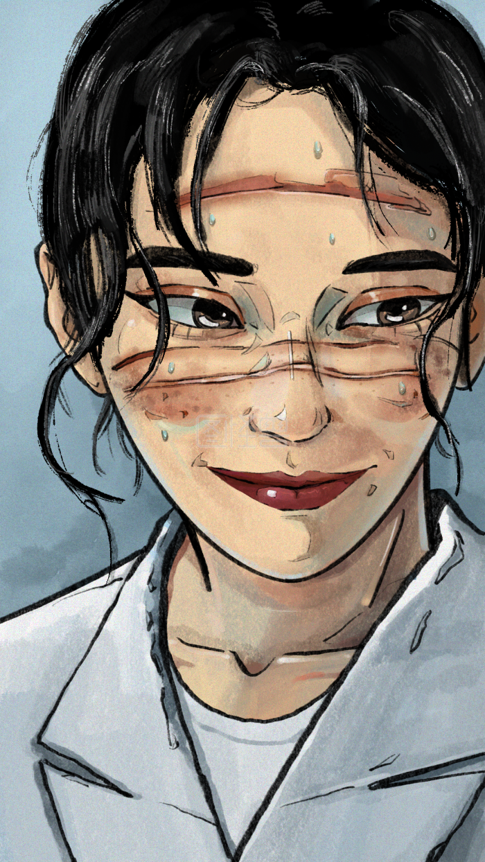 图怪兽原创元素 漫画风 妇女节 护士脸部勒痕特写 插画