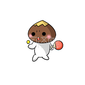 图怪兽原创元素卡其色栗子打乒乓球表情包