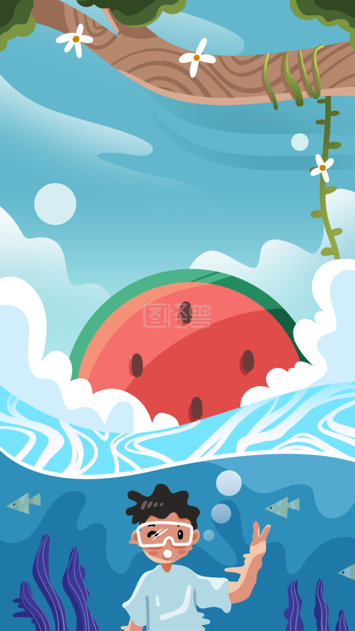 图怪兽原创元素扁平立夏插画元素-背景素材图片-图怪兽