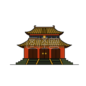 图怪兽原创元素扁平几何古风建筑故宫