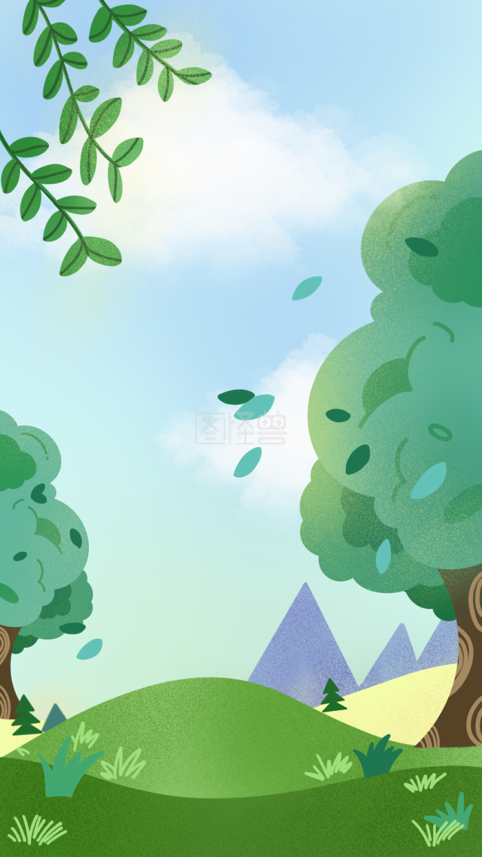 图怪兽原创背景 简约 植树节 插画背景海报