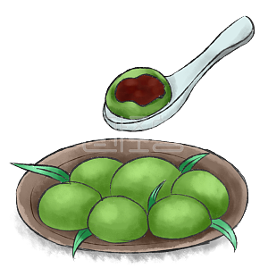 图怪兽原创元素寒食节青团水墨古风插画元素