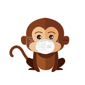 图怪兽原创元素戴口罩的猴子插画元素