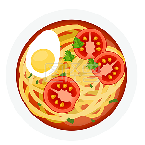 图怪兽原创元素 美食 西红柿鸡蛋面