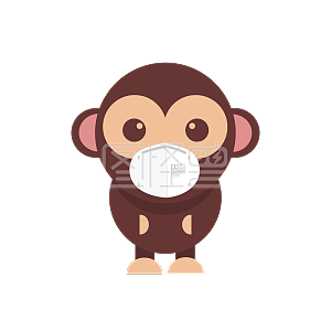 图怪兽原创元素戴口罩的猴子插画元素