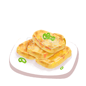 图怪兽原创元素 卡通 海南美食 萝卜糕 美食 肌理 黄色