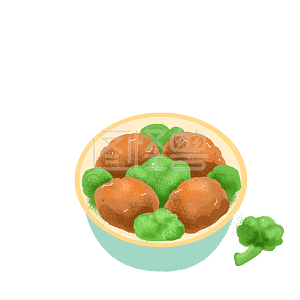 图怪兽原创元素 卡通 江苏美食 红烧狮子头 红色 美食 肌理