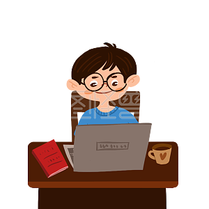 图怪兽原创元素卡通上网课的男同学