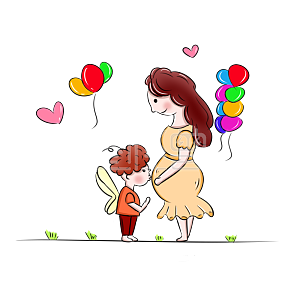 图怪兽亲子卡通母亲节快乐