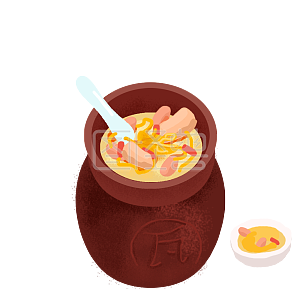 图怪兽原创元素 卡通 南昌美食 美食 瓦罐汤 肌理