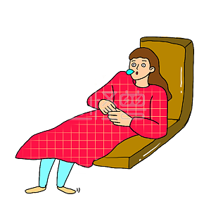 图怪兽原创元素卡通风尸躺女孩表情包日常发呆插画元素