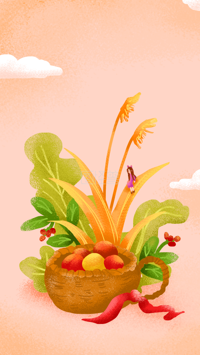 图怪兽原创元素二十四节气扁平风插画海报秋分