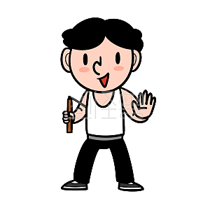 图怪兽原创元素 卡通 运动 双节棍 锻炼 健身