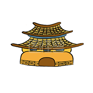 牌节日庆祝促销广告详情图怪兽原创元素扁平中式大门口插画元素