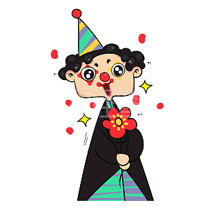 图怪兽原创元素送你花花卡通小丑表情包