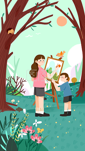 海报 亲子背景图片-海报 亲子素材设计-图怪兽