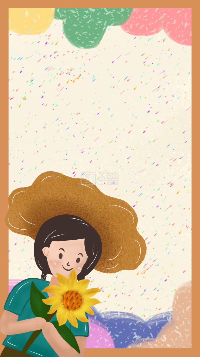 图怪兽原创元素青年节人物花卉植物简约卡通