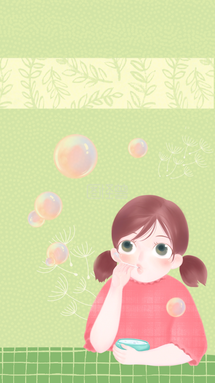 你好四月 小清新 吹泡泡 泡泡