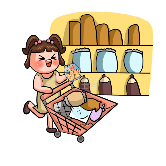 图怪兽原创元素 粉色 买零食 报复消费 表情包