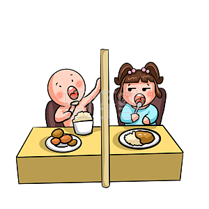 粉色 分开吃饭 疫情 复工  表情包详情图怪兽原创元素卡通老鼠