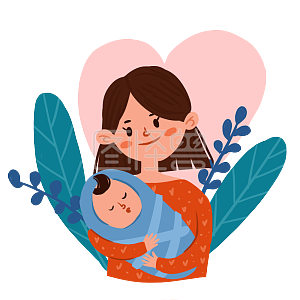 图怪兽原创元素卡通可爱母亲节抱婴儿的妈妈