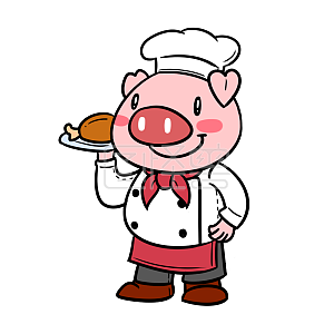 图怪兽原创元素 卡通 劳动节 五一 厨师 小猪