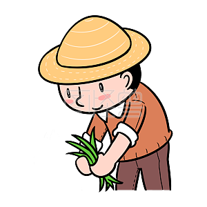 图怪兽原创元素 卡通 劳动节 五一 农民 拔草