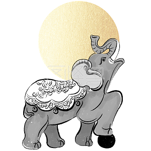 海报 电商 包装 中国传统 吉祥文化 护佑平安 中国吉祥神兽 金色 大象