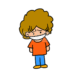 图怪兽原创元素卡通风爆炸头表情包带口罩插画元素