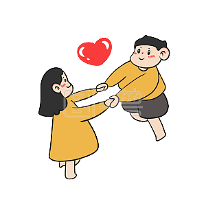 图怪兽原创元素手拉手一起走卡通表情包
