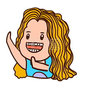 图怪兽原创元素卡通风方便面头女孩表情包假笑插画元素