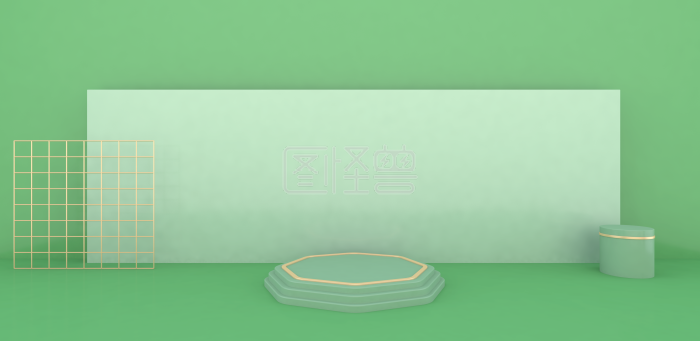 图怪兽原创元素c4d立体绿色简约清新横版海报