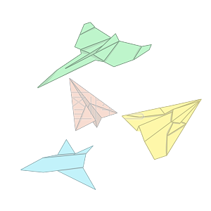 图怪兽原创元素手绘卡通漂浮纸飞机