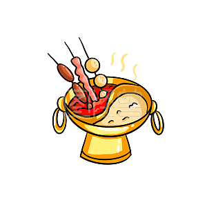 图怪兽原创元素 红色 卡通 火锅串串 表情包