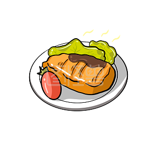 图怪兽原创元素 红色 卡通 炸猪排 表情包