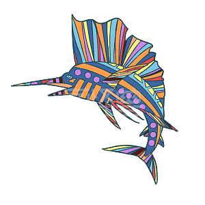 图怪兽原创元素手绘卡通漂浮鱼