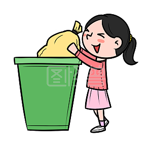 图怪兽原创元素 卡通 劳动节 做家务 儿童 倒垃圾