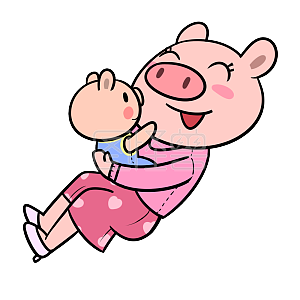图怪兽原创元素 母亲节 母子 动物母子 小猪