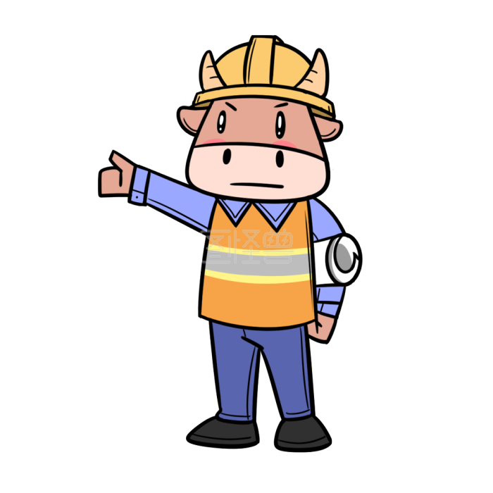 图怪兽原创元素卡通劳动节五一工人动物牛